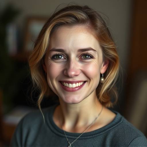 Portrait de Sophie Dubois, fondatrice du studio, souriant et regardant vers la caméra.